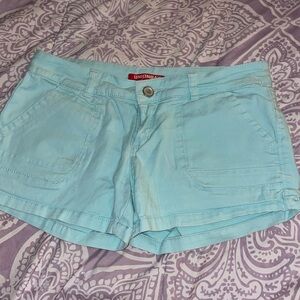 women’s UNIONBAY fabric/cargo shorts, light teal, size 9 (juniors)